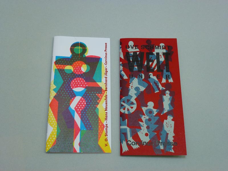 links: Stomps-Neuenfels-Jäger<br />2011, Corvinus-Presse<br />rechts: Uve Schmidt: Welt unter<br />2012, Corvinus-Presse